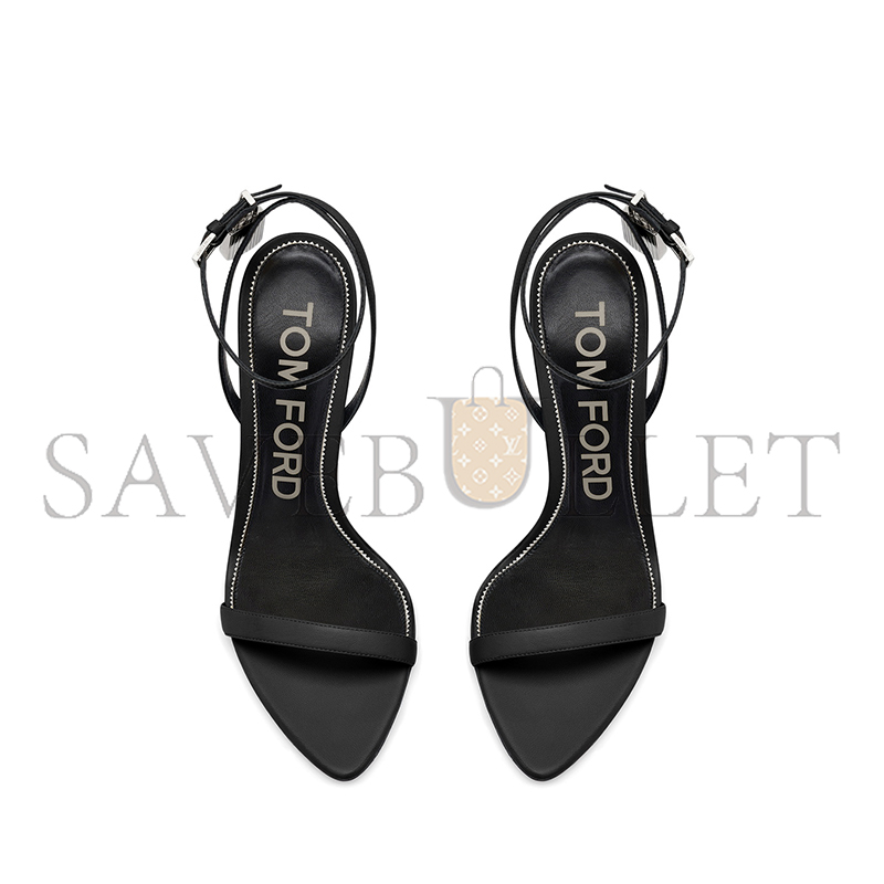 TOM FORD SHINY LEATHER PADLOCK POINTY NAKED SANDAL W2272